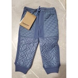 Burberry Kids Blue Quilted Panel Cotton Blend Jogger Pants, Size 18m